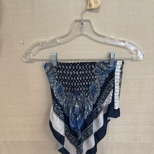 Blue and White Bandana Top